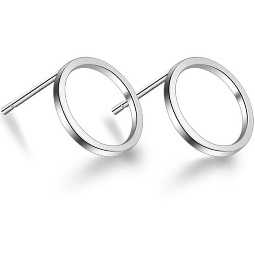 NEW Unisex Minimalist 925‎ Sterling Silver Circle Stud Earrings